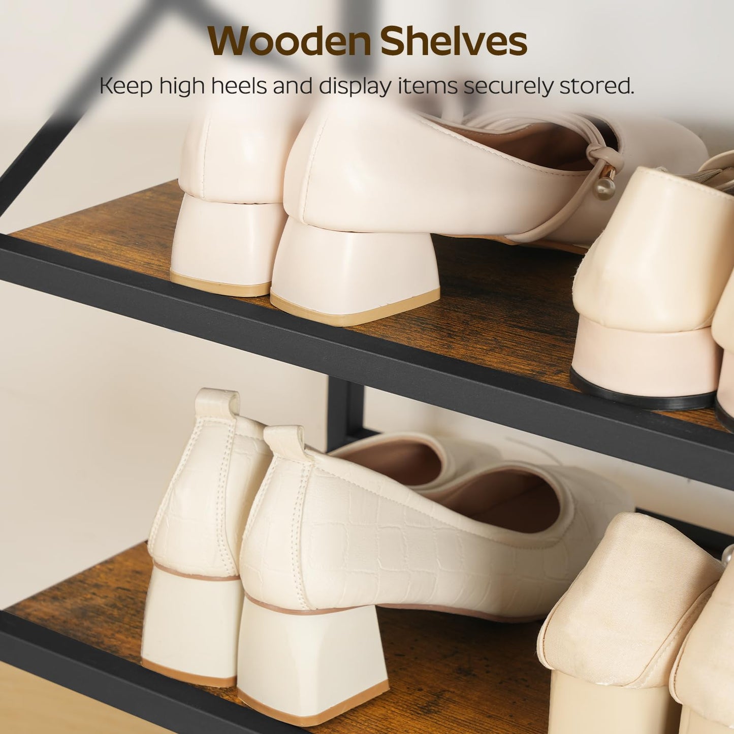 YATINEY 10-Tier and 6-Tier Shoe Rack with 2 Non-Woven Drawers, Entryway Shoe Storage with Dust Cover, Metal Shoe Organizer, Space Saving Shoe Cabinet, for Entryway, Closet, Hallway SS210BR-SS33BR