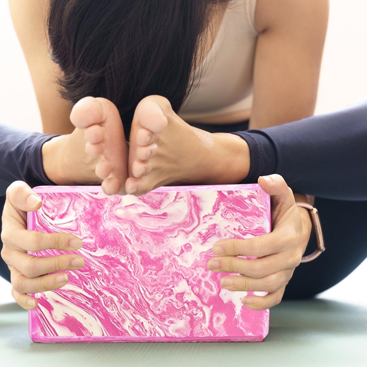 2-Pack Yoga Blocks, High-Density 9"x6"x3" Yoga Brick Foam Blocks Non-Slip EVA Foam Block Yoga Props Accessories for Yoga Pilates Stretching and Meditation (Camo Pink)