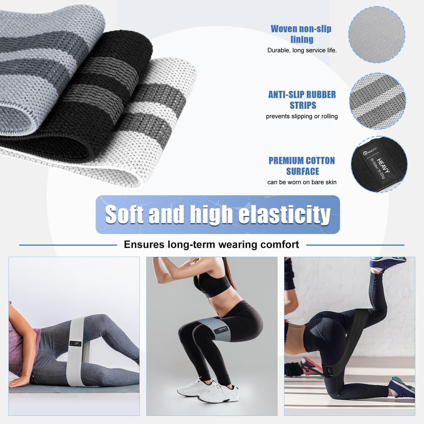 NEALFIT Barbell Pad Set for Squat & Hip Thrust - Extra Thick High Density Neck & Shoulder Support Cushion - Olympic Bar Pad for Weightlifting, Gym, Home Workouts (Black)