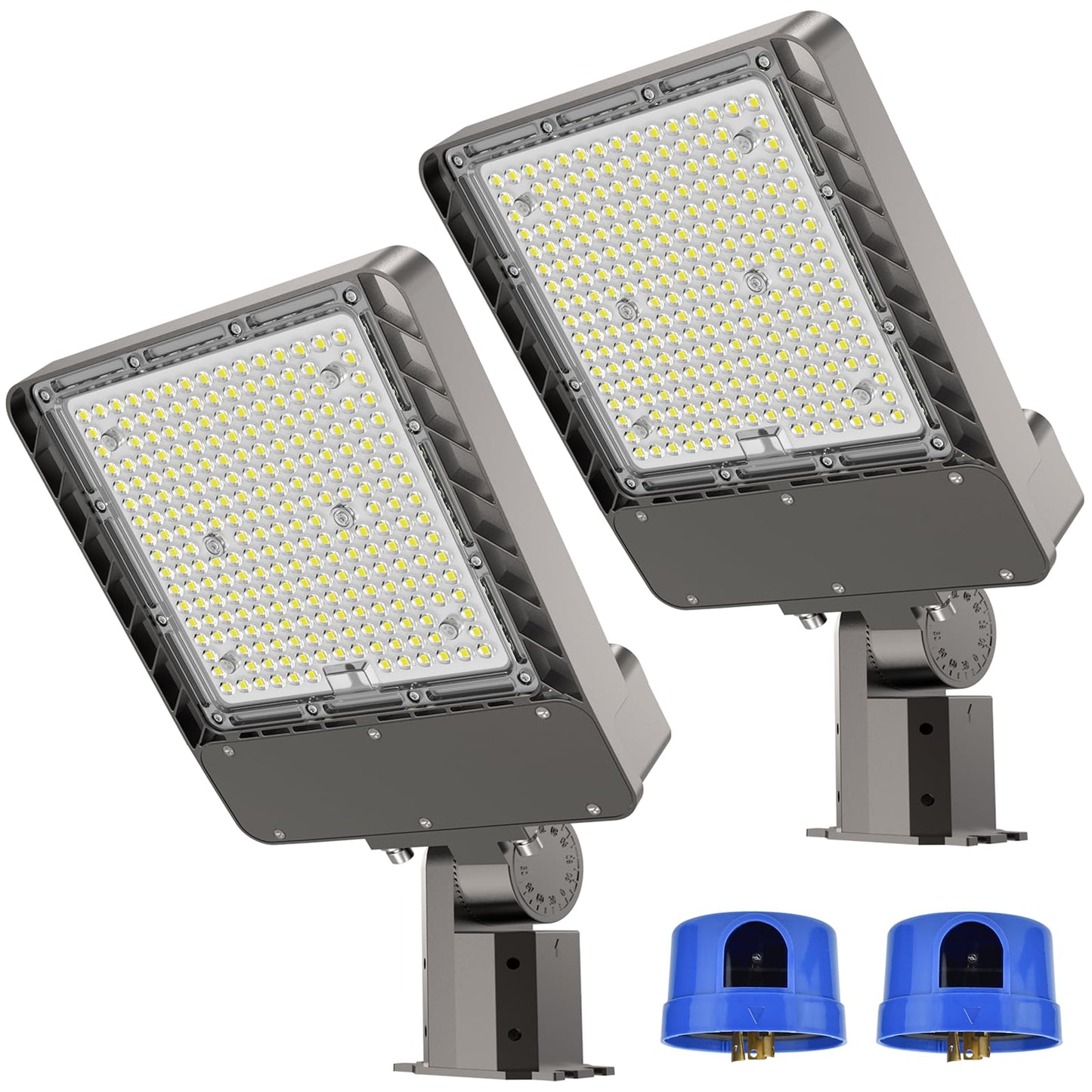 300W LED Parking Lot Lights 75000LM Street Light, 6000K Dusk to Dawn Outdoor Lights Commercial Area Lighting for Parking Lot Street Roadways Driveways Warehouse Factory 13 Years Lifespan, 2 Pack