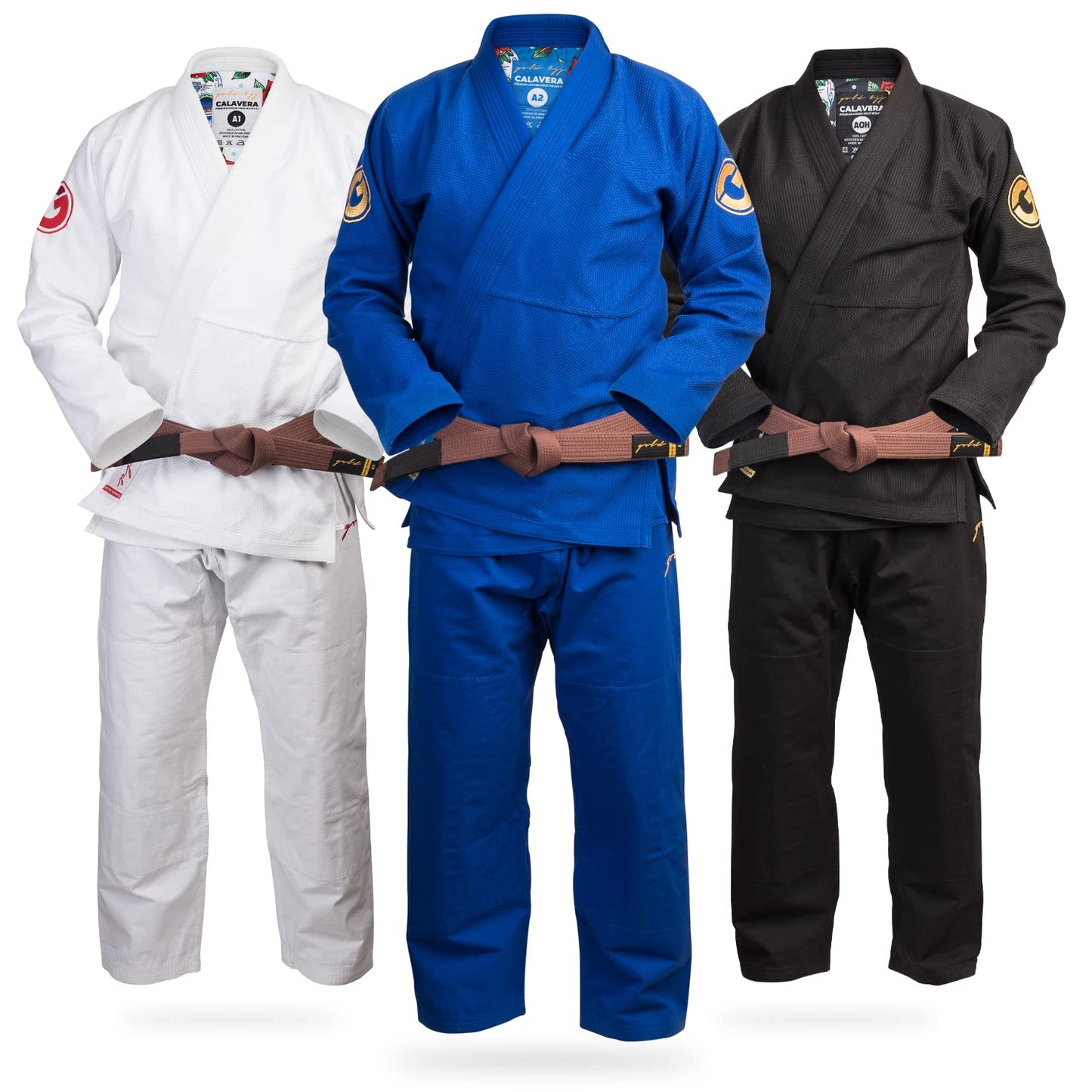 Gold BJJ Calavera Jiu Jitsu Gi - Ultra Strong Gold Weave Premium Kimono - IBJJF Competition Approved Uniform (Blue, A5)