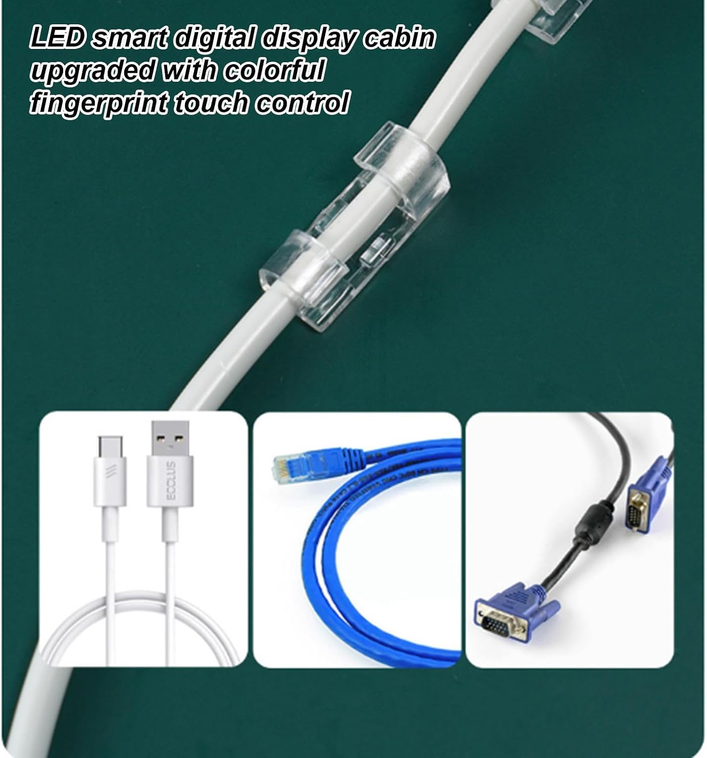 Generic Clear Adhesive Wire Holder Organizer - Cord, Single Unit Routing Guide for Desktop Surfaces, Discreet Synthetic