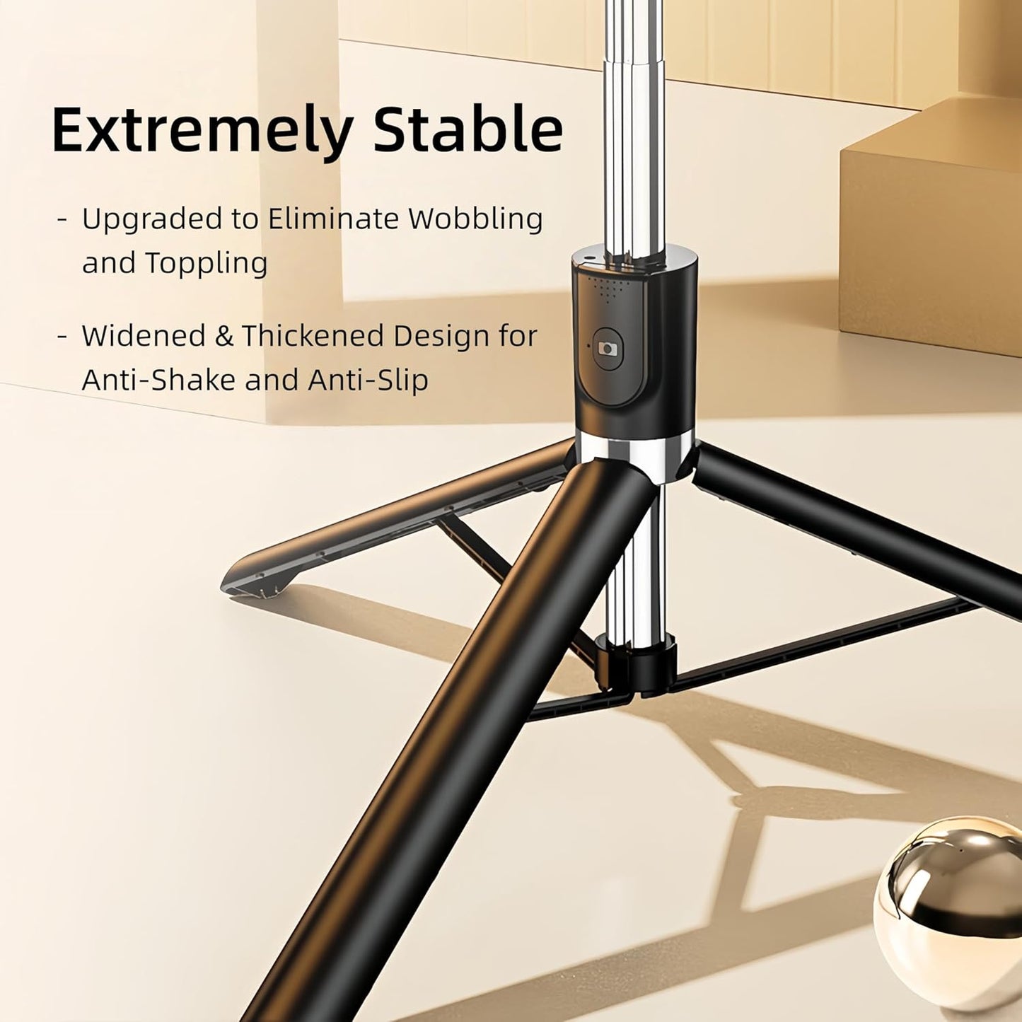 Briteroh 68", 3 360 Selfie Stick Tripod Extendable Selfie Pole with Removable Fill Light & Bluetooth Remote, Modes