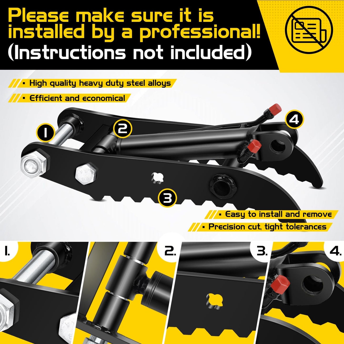 Mini Excavator Hydraulic Thumb with 2 Heavy-Duty Steel L-Shaped Bracket,Compatible with Typhon&Agt Mini Excavators under 3 Tons,L-Shaped Bracket Hydraulic Thumb Clip for Classic&Chinese Mini Excavator