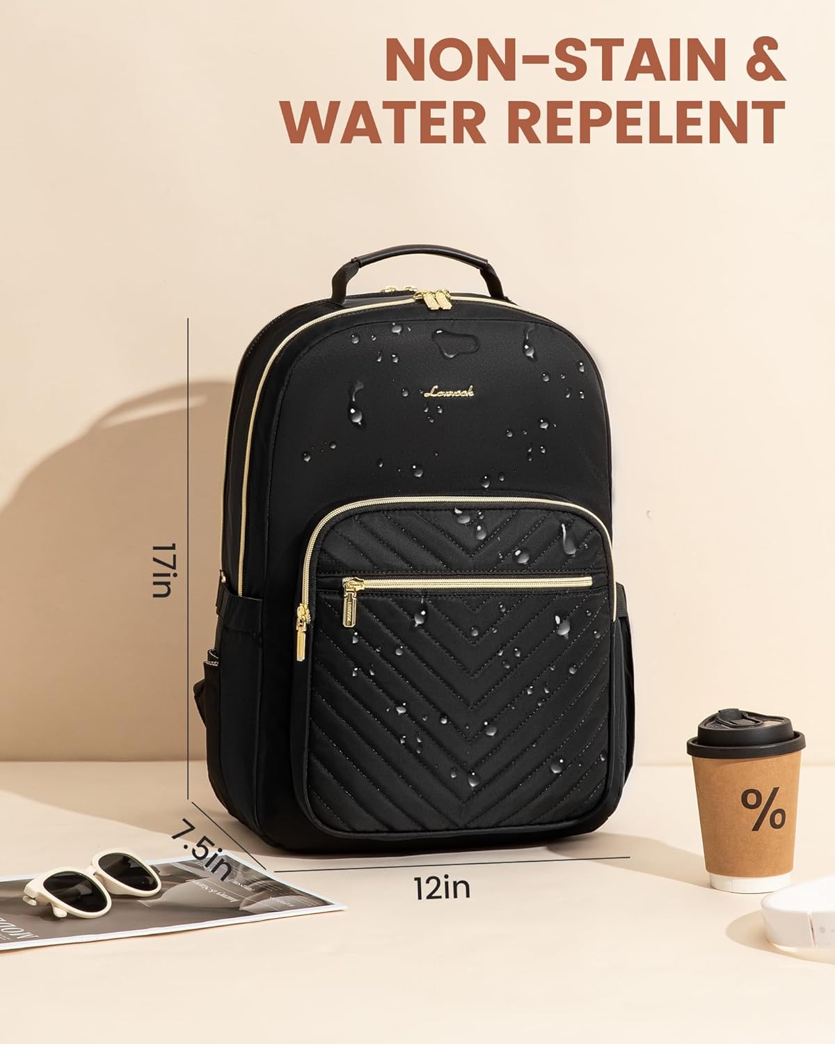 Backpack 15.6 inch,Designer Backpack Backpack,Quilted Backpack Daypack, LOVEVOOK Laptop for Women with Giant Tumbler