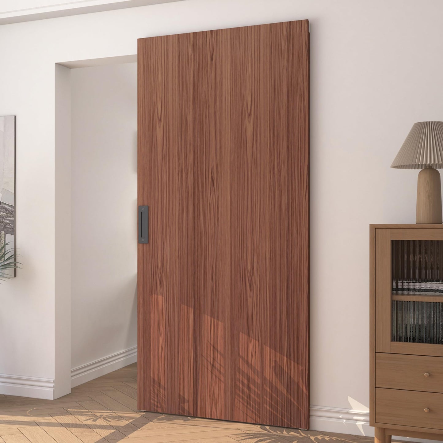 JUBEST 40"x86" Concealed Sliding Barn Door with Soft Close Hardware Kit, Brown Hidden Door for Opening 32"-36"x84", Waterproof and Modern, Smooth Sliding, for Interior Using, Widely Used