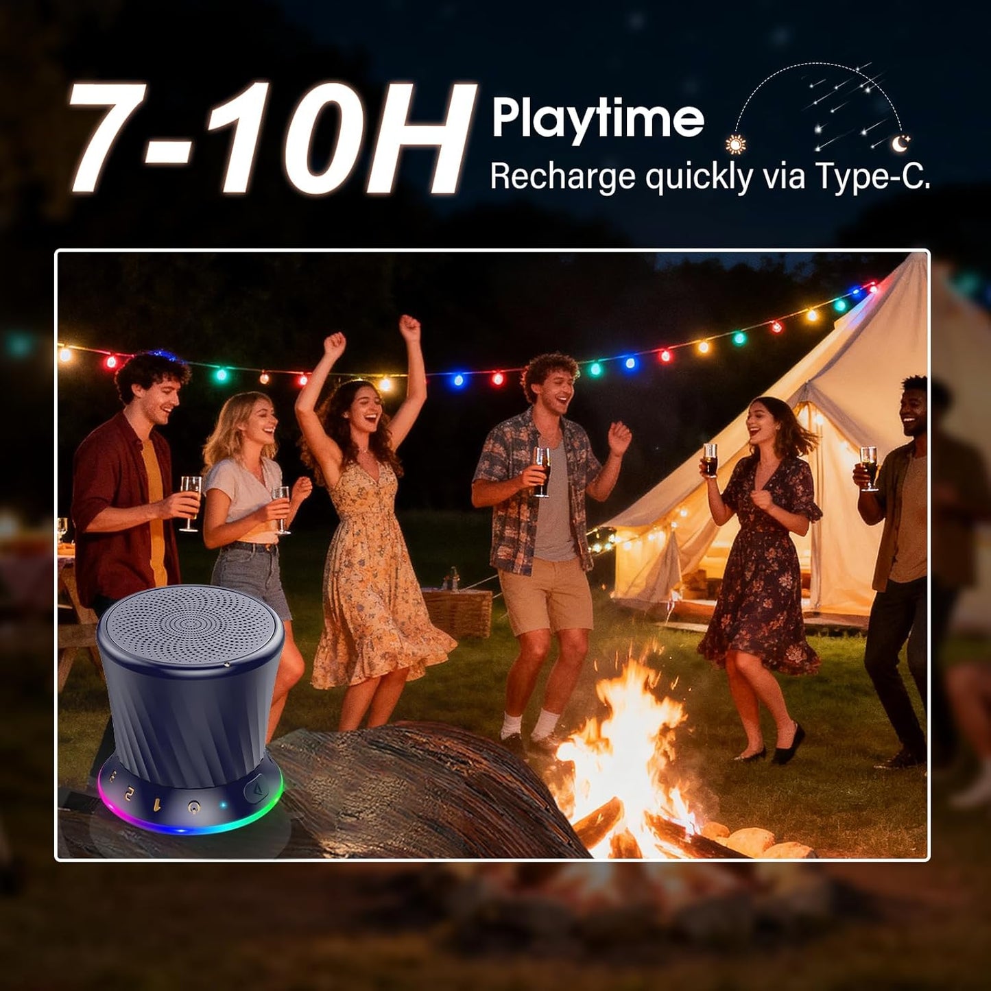 ZYHKON IPX5 5.3 8H Rotary Bluetooth Shower Speaker with RGB Lights, Waterproof Portable Speaker with Suction Cup, Deep