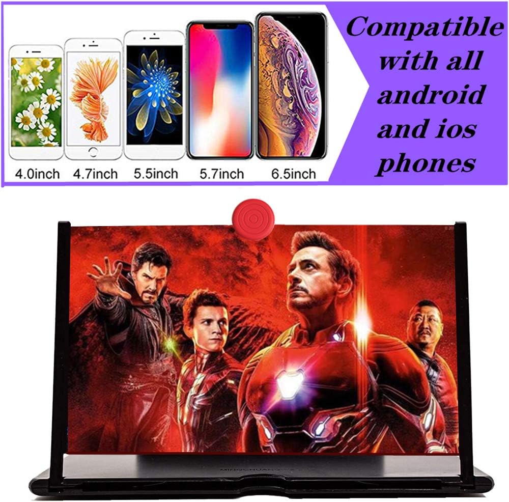 Boolian 3D HD Screen Magnifier Amplifier Projector Screen for Movies, Videos,and Gaming. Foldable Mobile Phone Holder