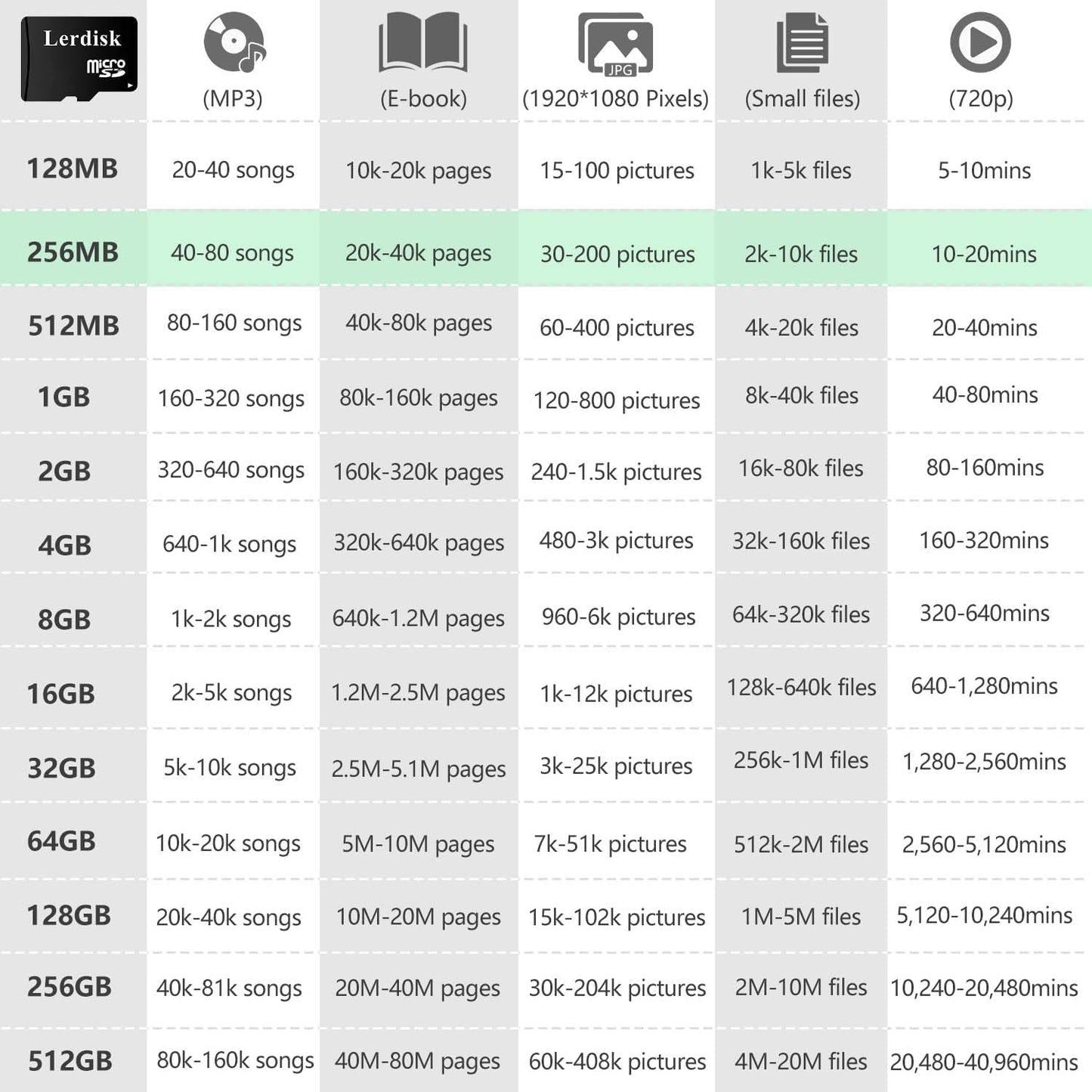 Lerdisk 256MB (0.25GB) Pack 10 MP3/Old Factory Wholesale Micro SD Card of in Bulk Low Capacity for Phones/Small Files