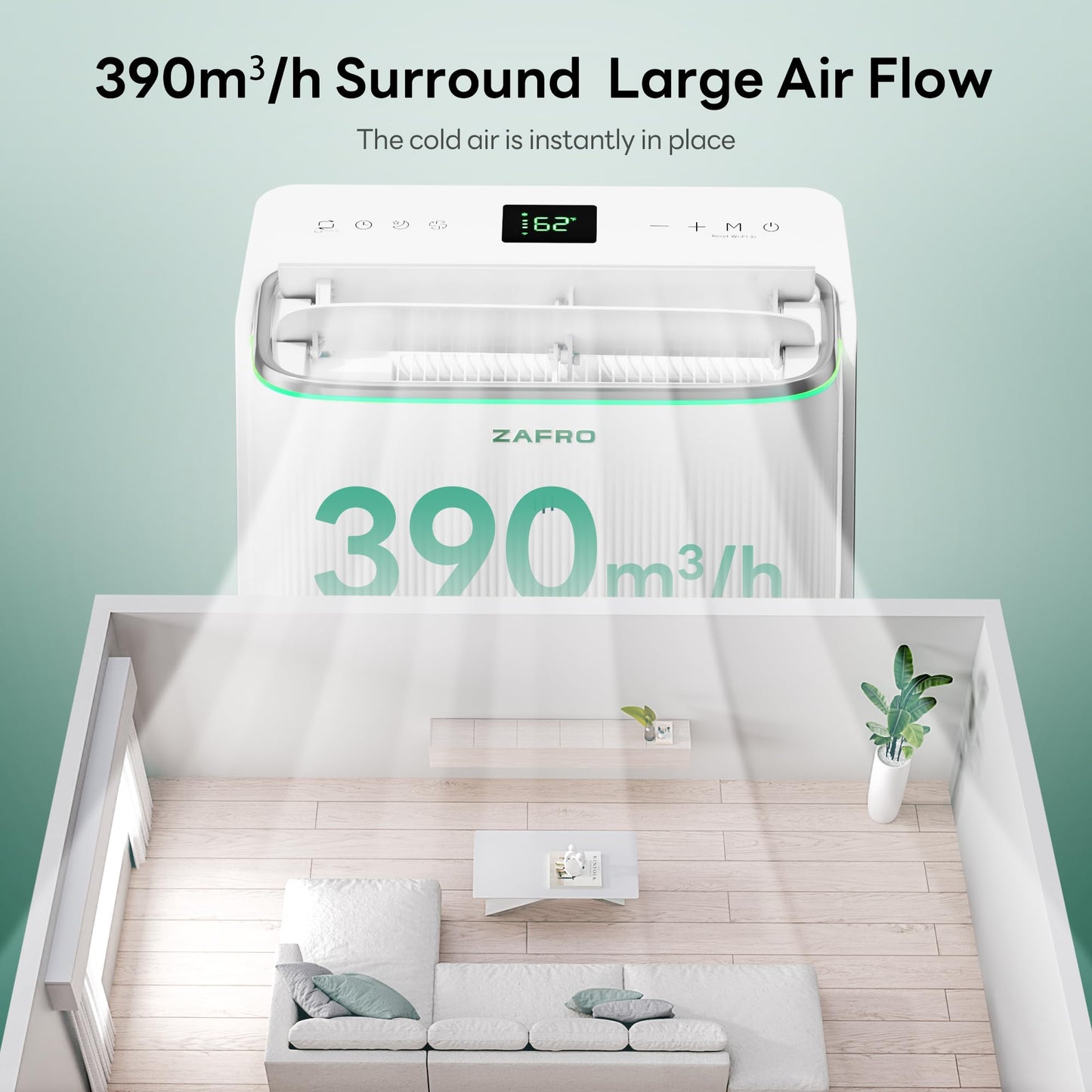 ZAFRO Smart Inverter Portable Air Conditioners, 14000 BTU (10000 BTU SACC) Dual Hose Portable AC Unit with Energy Saving/Ultra Quiet(42dB 2026)/Drainage-free Cool/APP/Remote for Multi-Scenario Use
