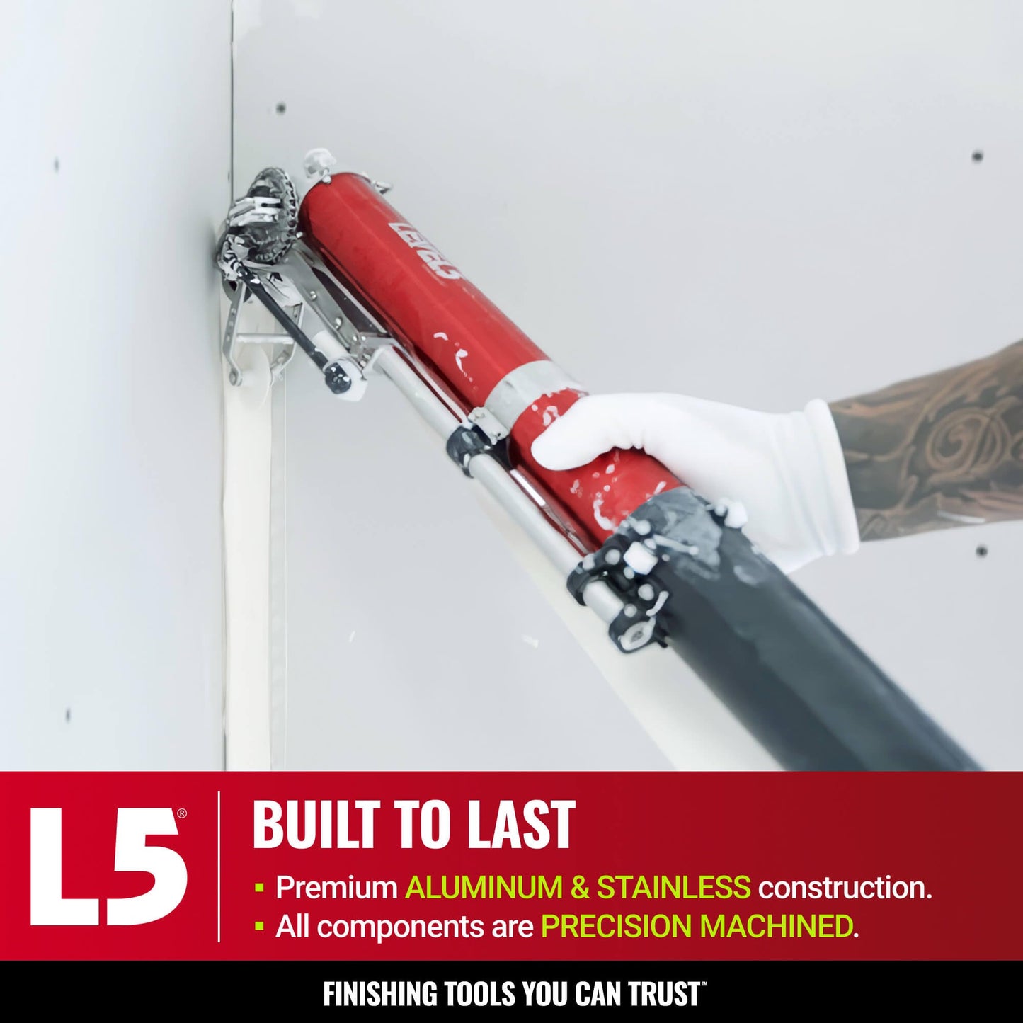 LEVEL5 Automatic Drywall Taper | Fast Taping of Flats & Butt Joints | Quick-Clean Head | Precision Machined Aluminum & Stainless | Sheetrock Gyprock Wallboard | 4-760