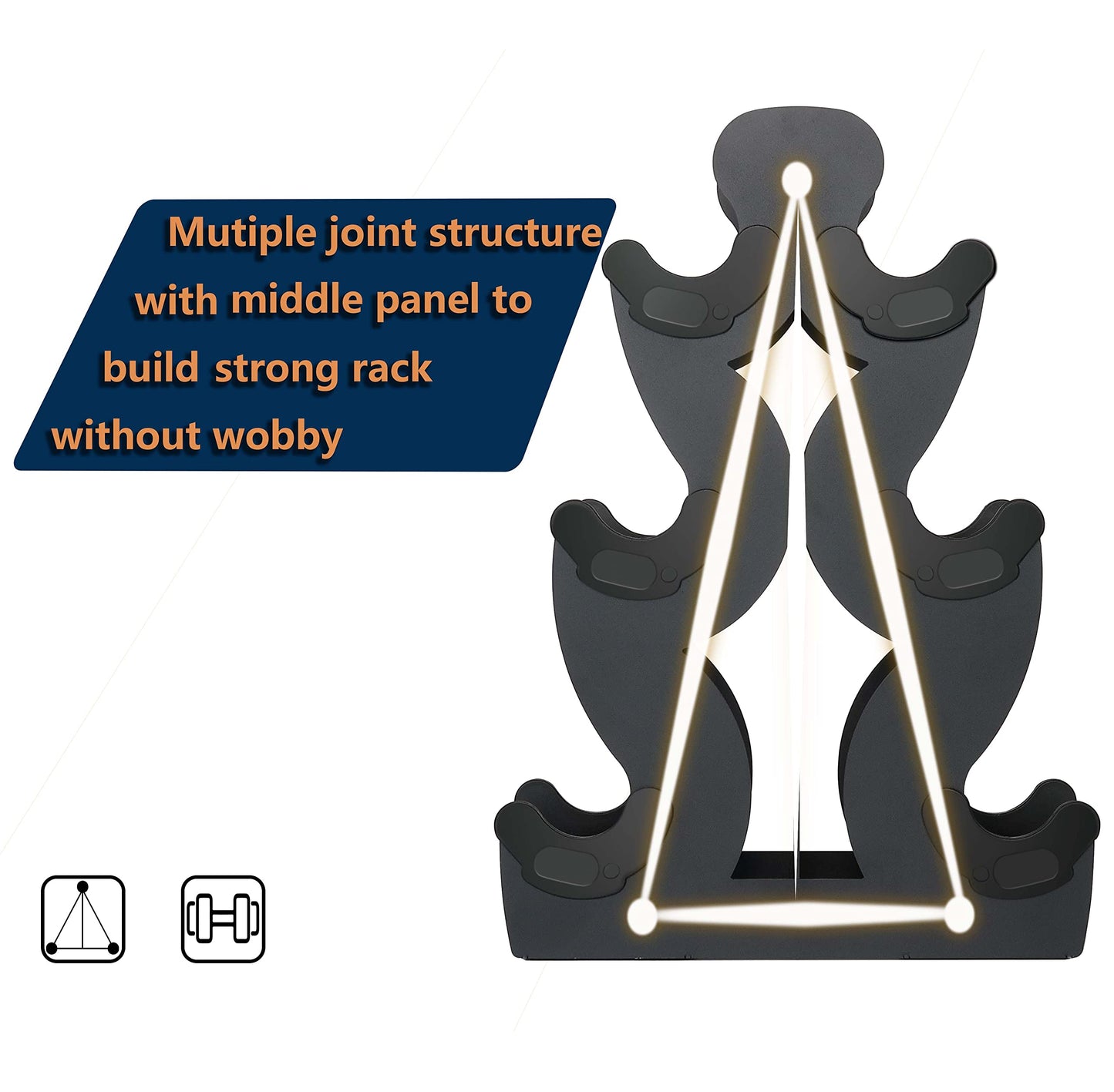 Dumbbell Storage Rack Weight Organizer Rack Only for Home Gym Weight Rack No need Assembly (3-Tier)