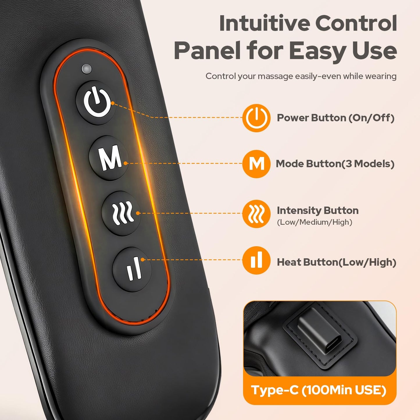 XIENORTINM Cordless Shiatsu Neck and Back Massagers with Heat, Rechargeable 4D Kneading + Tapping Wearable Massager, 3 Tapping Intensities, 3 Speeds, Ultra-Quiet Under 45dB for Deep Muscle Relief
