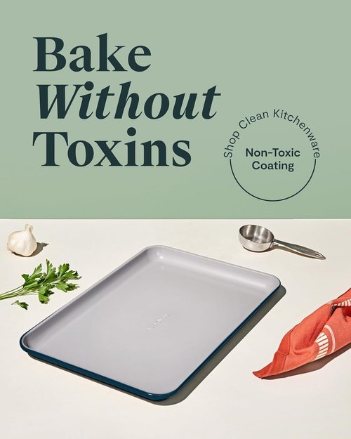 Caraway Non-Stick Ceramic Baking Sheet - Naturally Slick & Non-Toxic - Perfect for Baking & Roasting - Medium (15" x 10") - Navy