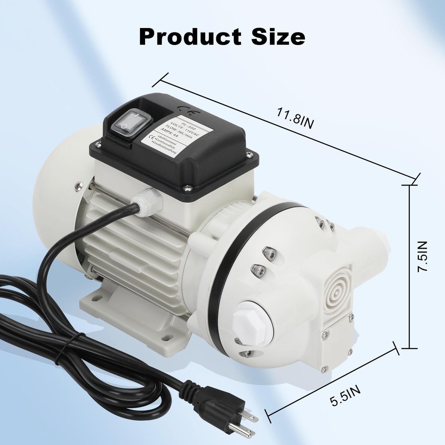 AC 110V-120V Diesel Exhaust Fluid Transfer Pump, DEF Fluid Pump for DEF, Automotive Urea, Oil, Water etc, Self-Priming Electric DEF Pump Compatible with U.S. Plug,400W, 10.6 GPM, 36ft Lift