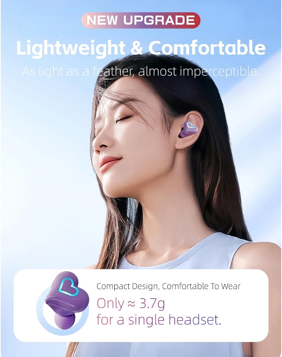 5.3 Yoidesu Earbuds Stylish Heart Shaped, HiFi Stereo Sound Bluetooth Headphones with Charging Case, Cute Creative