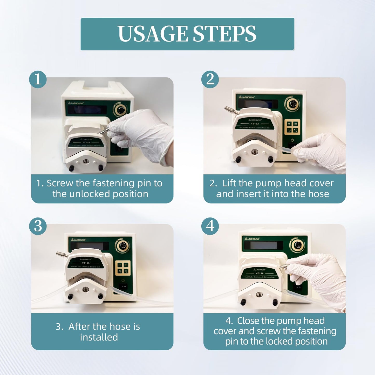 LABHOUSE PCP-825Pro Digital Peristaltic Pump Direct Flow Control - 0.008-825mL/min High Precision Metering Pump, 0.1-200 RPM, Smart Timer, 3 Roller & 7 Silicone Tubes for Laboratory Industrial