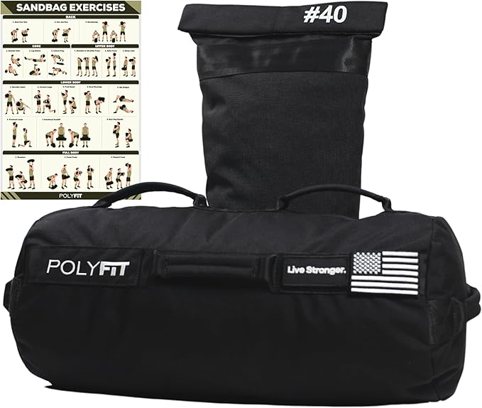 Polyfit Sandbag Pro - Workout Sandbag with Triple Closure Filler Bag and Reinforced Nylon Webbing - Sand Not Included - Multiple Colors & Sizes
