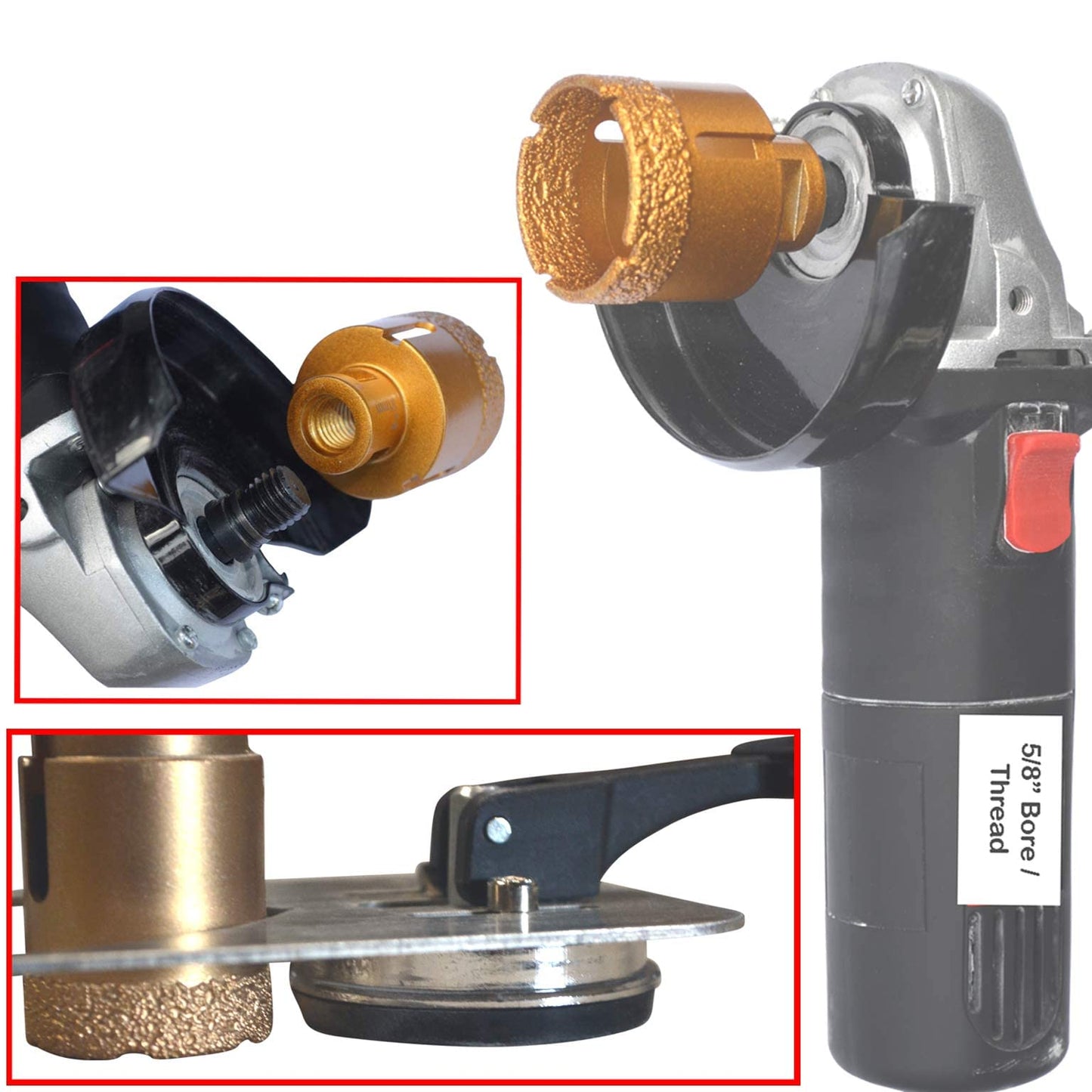 Diamond Hole Saw Core Drill Bit Kit for Concrete Porcelain and Granite in Case 8 Piece 1/4, 5/16,1/2,3/4,7/8,1,1 3/8 fits Angle Grinder
