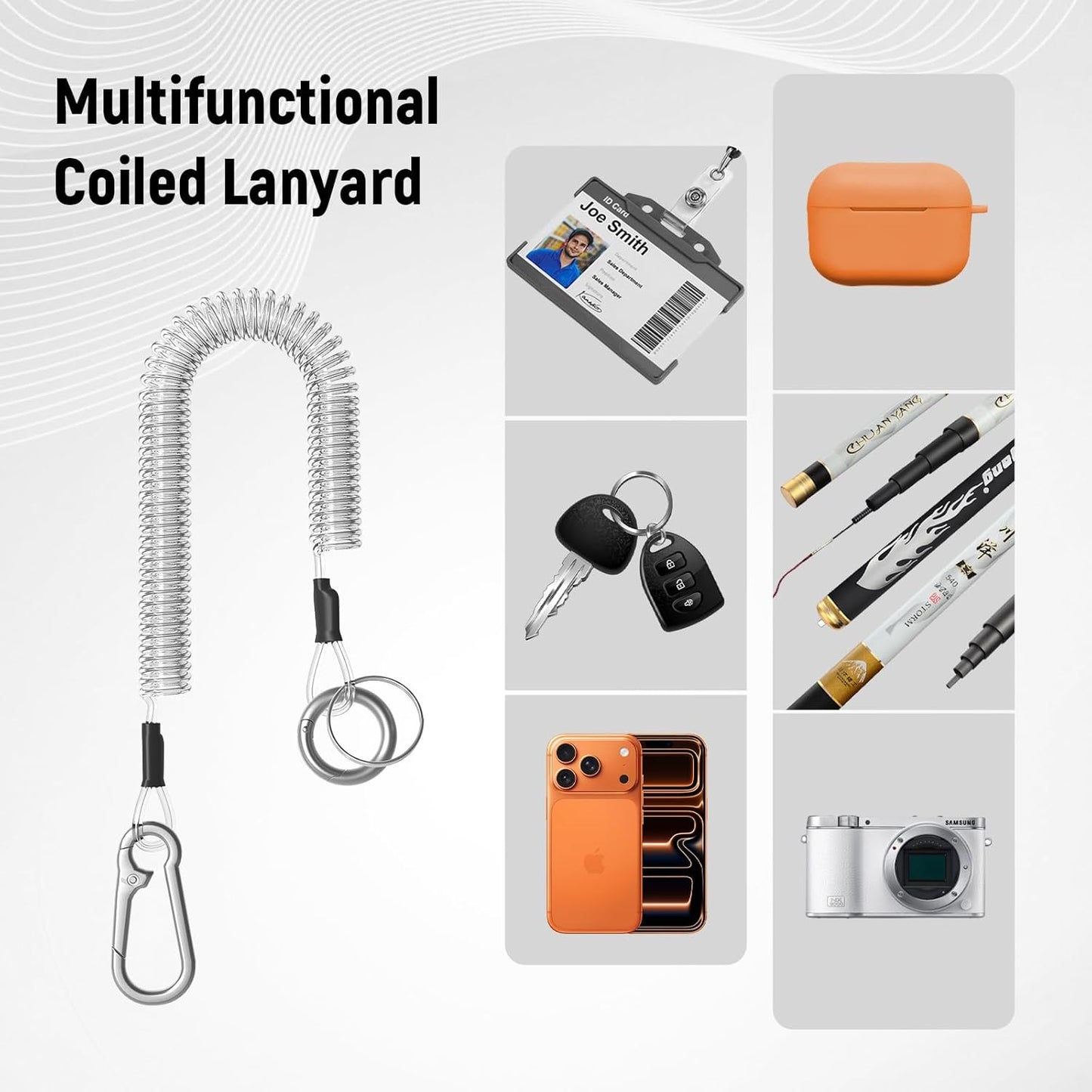 2 Pack Dadanism Phone Tether Lanyard, Anti-Theft & Anti-Drop Phone Strap, Spiral Retractable Safety Coiled Lanyard