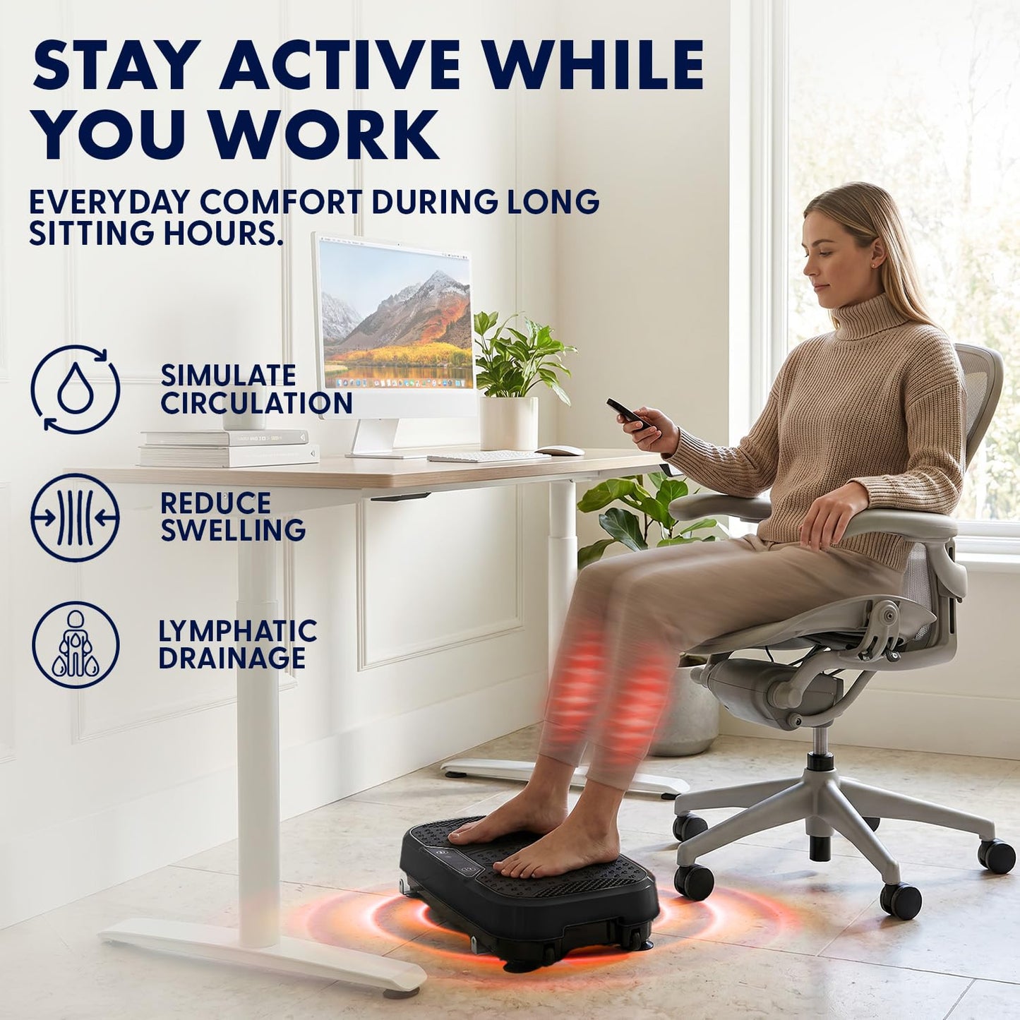 SQUATZ Vibration Plate Exercise Machine, Vibration Plate with Handles and 1-99 Speed Levels, 10 Preset Programs, Quiet Low-Impact Home Fitness Platform with Remote Control, Portable Design, Black