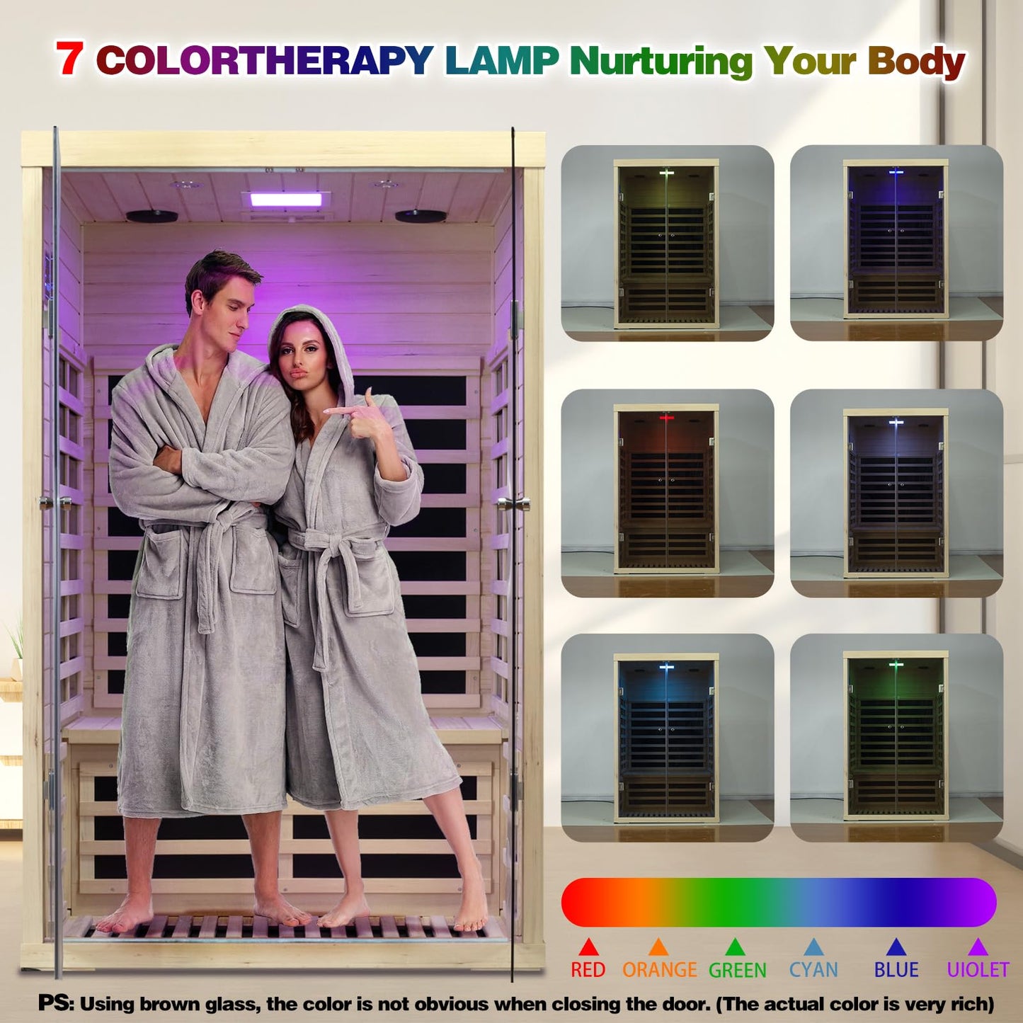 Smart Infrared Sauna 2 Person, 0-5mg Low Emf Far Infrared Sauna for Home, 1780w Indoor Sauna Room with APP & LCD Panel Control , Chromatherapy Light, Bluetooth Speaker, Insulation Cover, Reading Light