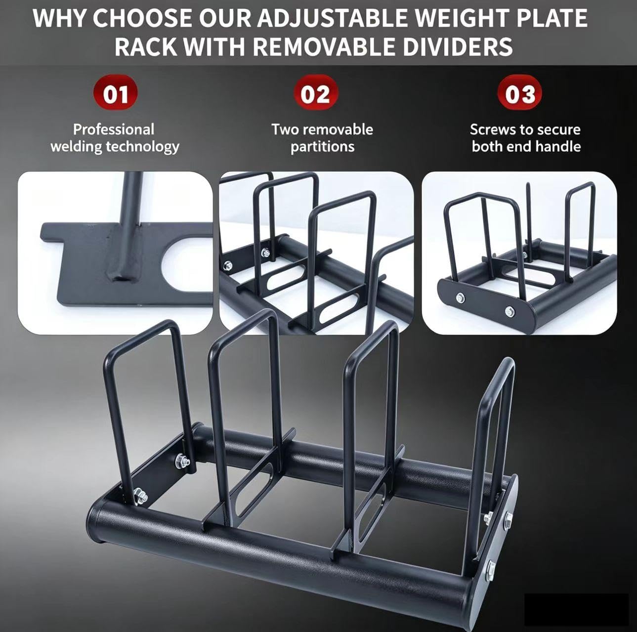AHTAPFON Weight Plate Rack for Use Singly or Combine Multiple Units,Weights Rack Holder for Plates Up to 600 lbs,Bumper Plate Storage Rack for Easy to Replace Olympic Weight Plates in Home Gym
