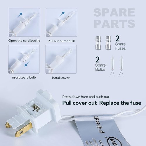 Clear Christmas Lights Set - 50 Count Mini String Lights with White Wire | Warm White for Indoor Decor