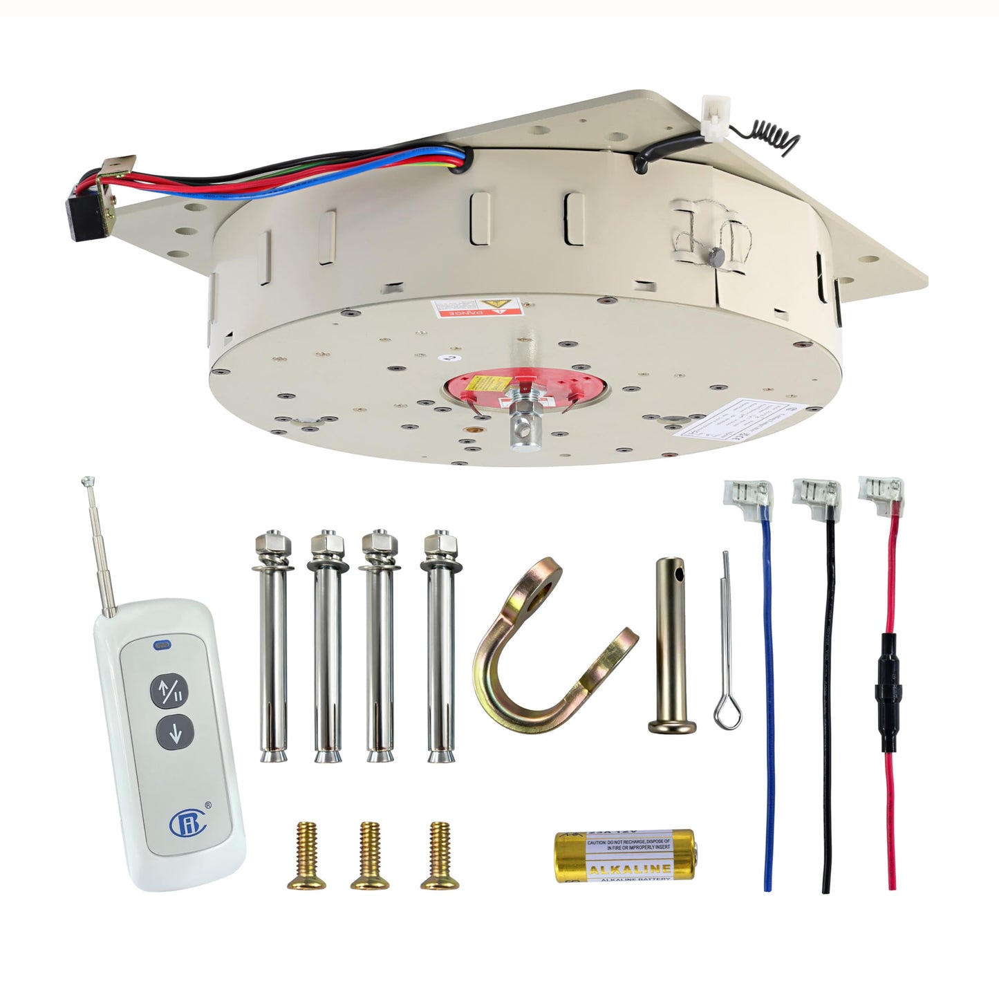 Chandelier Hoist Lifter System, DDJ150 10M Electric Motor Winch Lighting Lifting, 110V-120V Max Capacity 330lbs Hoist Lift, Remote-Controlled for Lamp Cleaning Maintenance (DDJ150-10m (330Lbs))