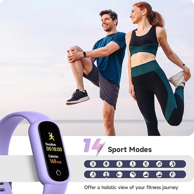 Fitness Tracker Watch with Heart Rate/Sleep Tracker/IP68 Waterproof, Activity Tracker with Pedometer Step Counter, Health Watch for Women with 14 Sports Compatible Android iOS, Lilac