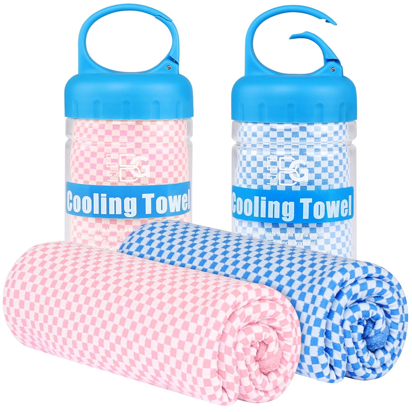 BOGI 2 Pack Cooling Towel, Cooling Towels for Neck and Face-40"x12"- Ice Towel for Instant Cooling, Soft Breathable Chilly Towel, Stay Cool for Yoga, Sport, Gym, Camping & More Activities(Blue+Pink)