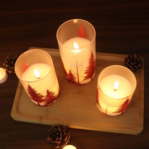 DRomance Flameless Christmas Tree Candles - Remote Timer, Real Wax, LED Flickering | Red, 3-4-5-6 Inch