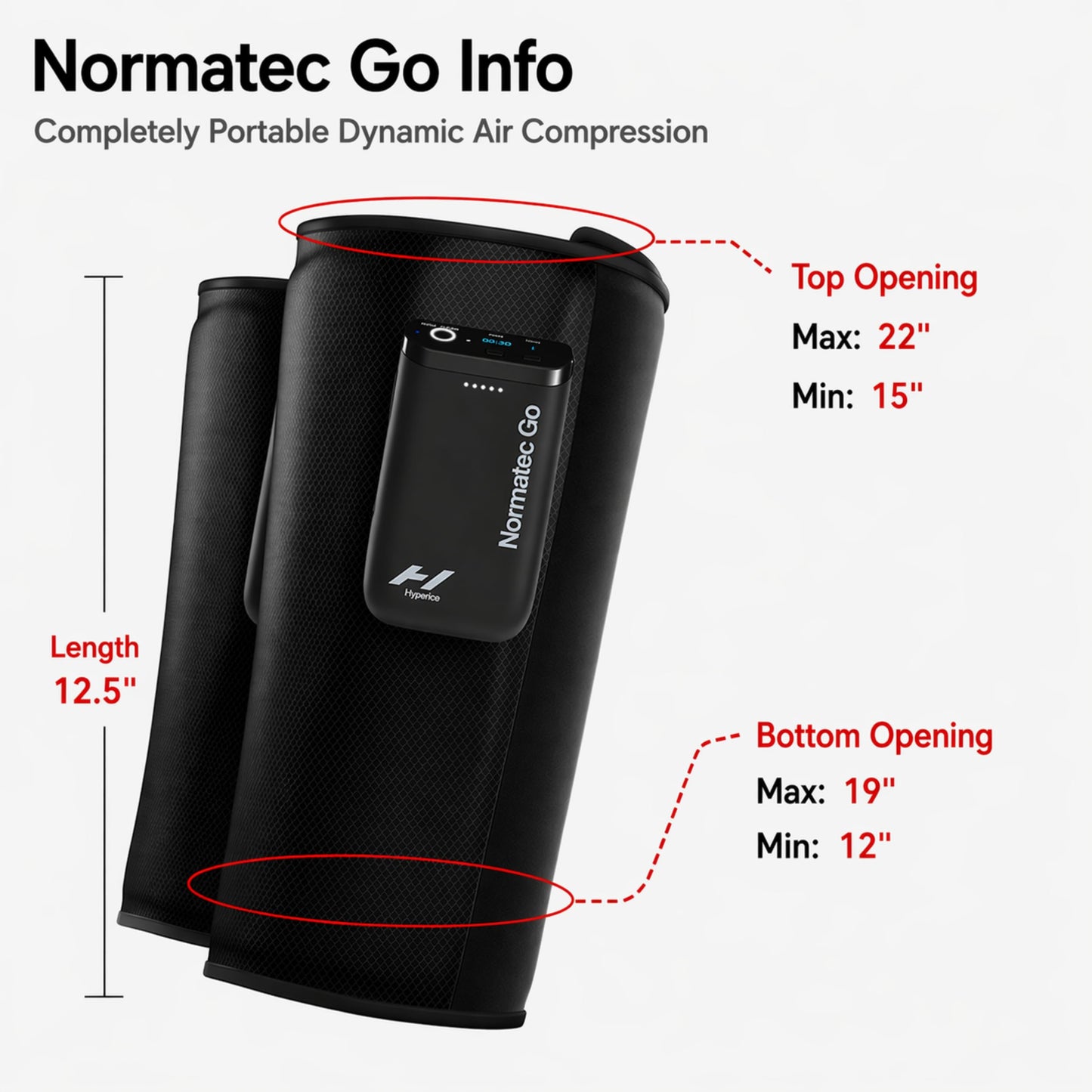 Hyperice Normatec Go Calf - Recovery System with Patented Dynamic Compression Massage Technology - Targeted Relief for Pain and Inflammation