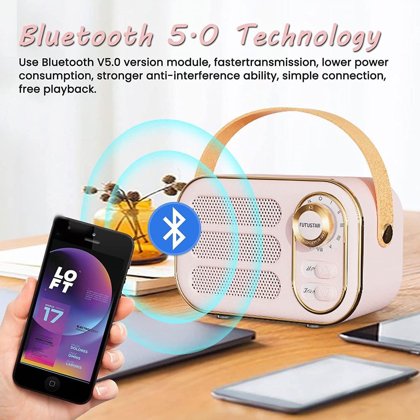 Anliato Retro Speaker, Vintage Portable Speakers with Loud Volume Support TF Card U Disk AUX Input Old Style