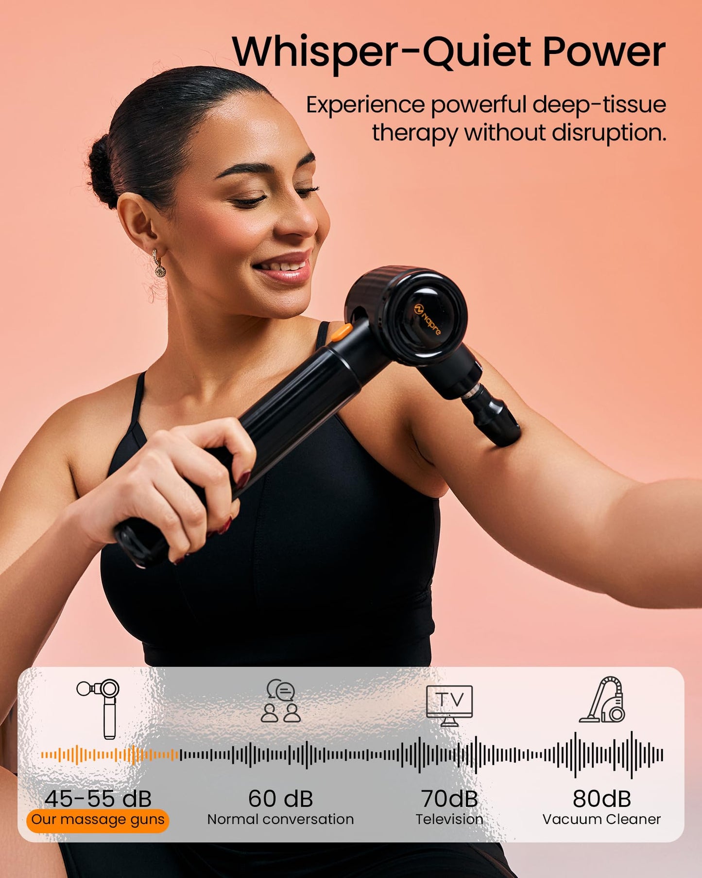 NAPRE Massage Gun with Heat and Cold,Massage Gun Deep Tissue with Extension Handle & 3 Adjustable Angles,Handheld Percussion Back Massager for Muscle/Neck/Body Pain Relief,6 Heads,with Case