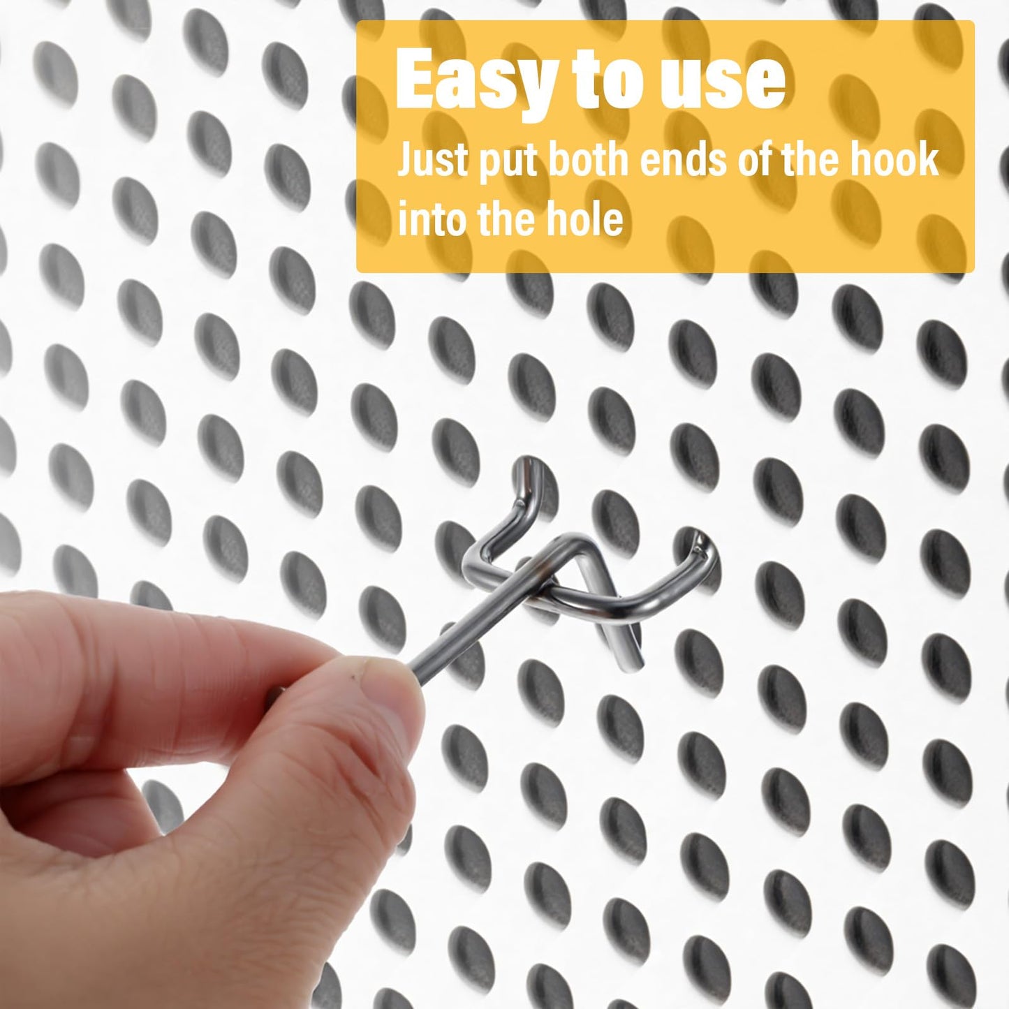 Meyeyaia 100 Pcs Pegboard Hooks 2 Inch Peg Board Shelving Hooks Peg Board Organizer Accessories Pegboard Wall Display Hanging Holders for 1/8 and 1/4 Garage Storage Organizer Tools (Silver)