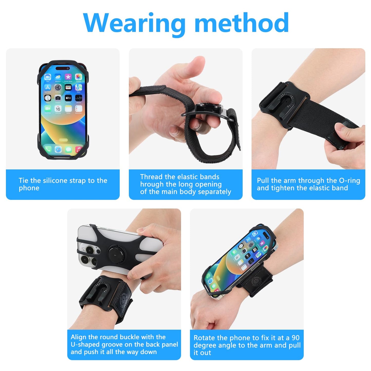 Sweat-Proof Phone Holder Armband 360° Rotation - Universal Running Arm Band iPhone 17 16 15 14 13 12 11 Pro Max Samsung Galaxy S21 S20 - Water Resistant Sports Holder Fits Smartphones 4-7 Inch Gym