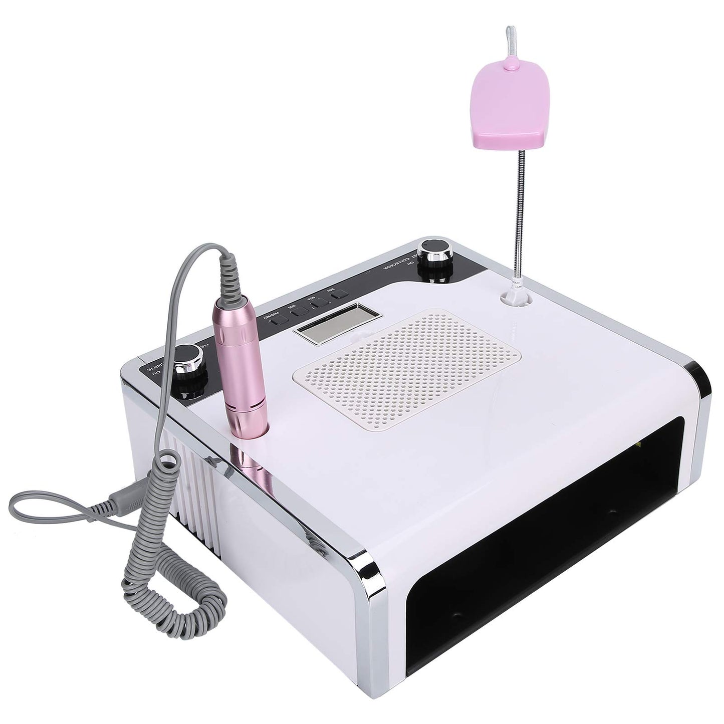 Nail Drill with Curing Lamp, Nail Dust Collector, LED Light, Grinding Machine - 108W 4-In-1 Nail Art Kit for Efficient Nail Polishing and Dust Removal (US Plug)