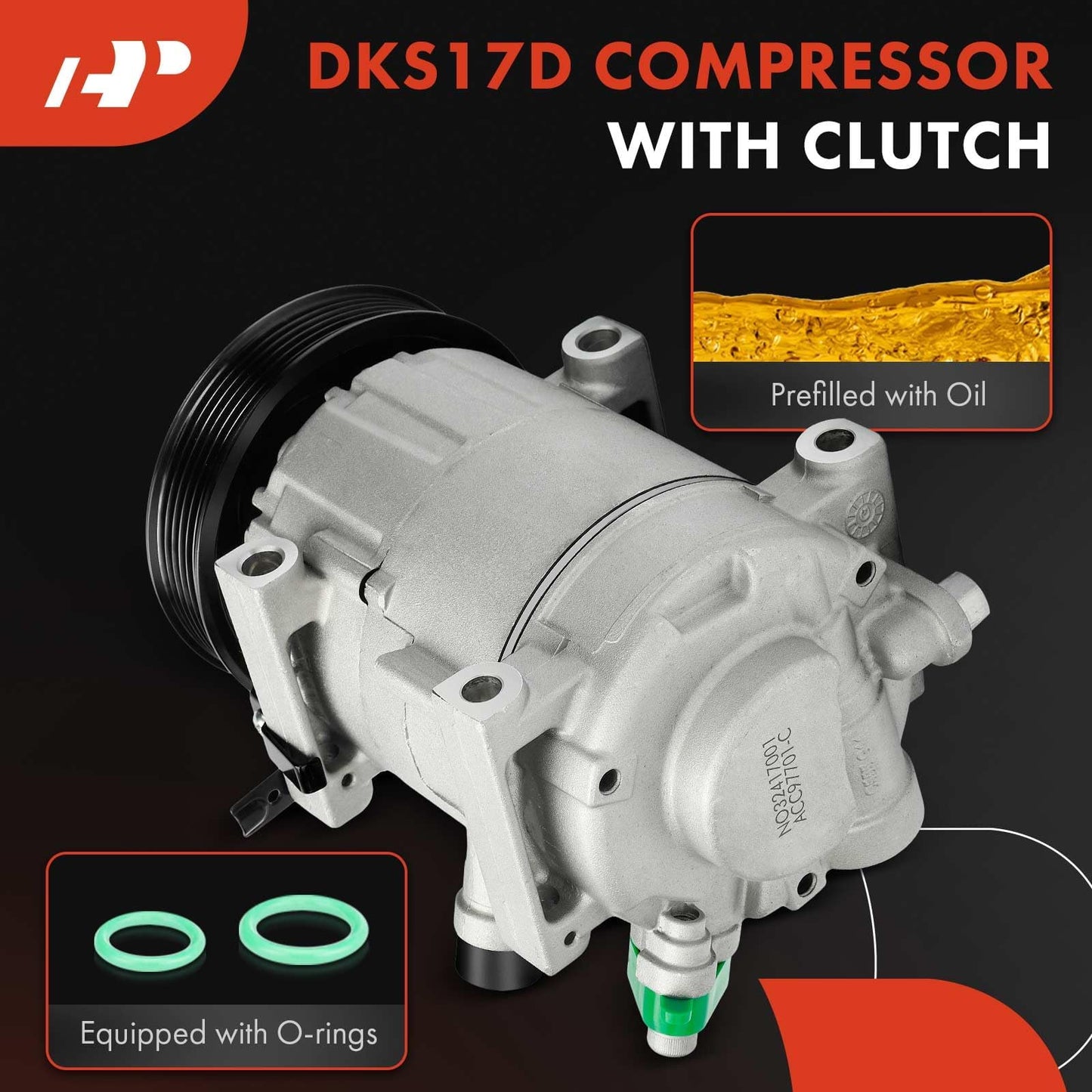 A-Premium Air Conditioner AC Compressor with Clutch Compatible with Hyundai Elantra 2018 2019 L4 1.4L