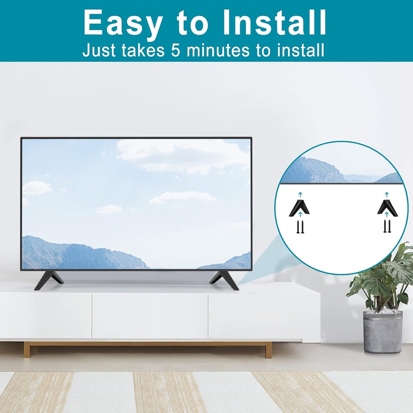Rimous 32 inch (1080P) UN32J5205AF TV Stand Compatible with Samsung Class FHD Smart LED TVs, TV Stand Legs Only