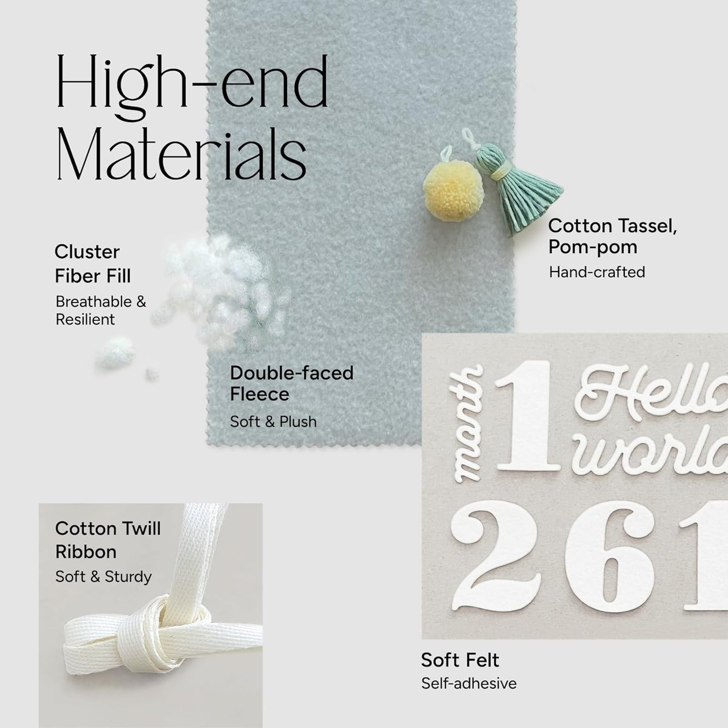 Set Balloon Baby Monthly Milestone Marker Signs, Photo Prop for Photoshoot | Stuffed Plush Balloon, Tassel, Pompom |
