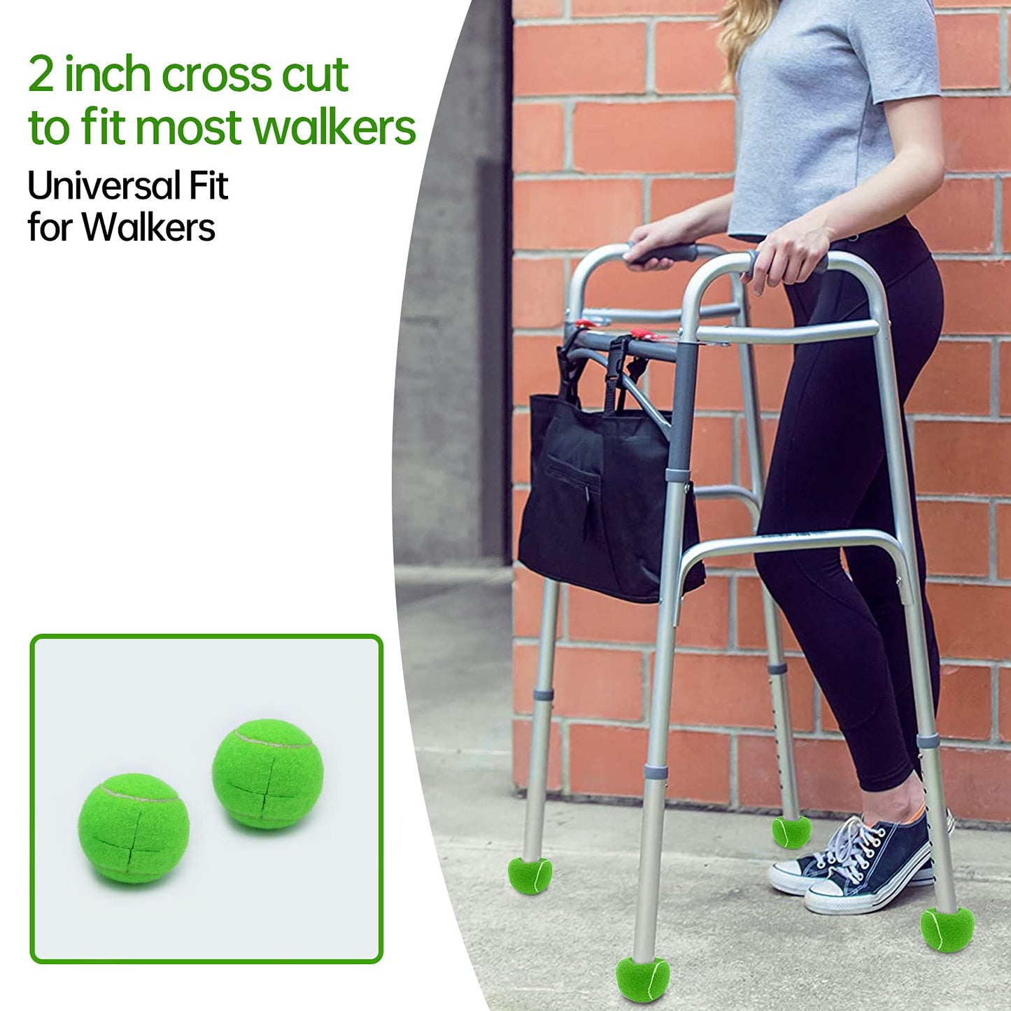 Magicorange 4 PCS Precut Walker Tennis Balls for Furniture Legs and Floor Protection, Heavy Duty Long Lasting Felt Pad Glide Coverings (Cyan)