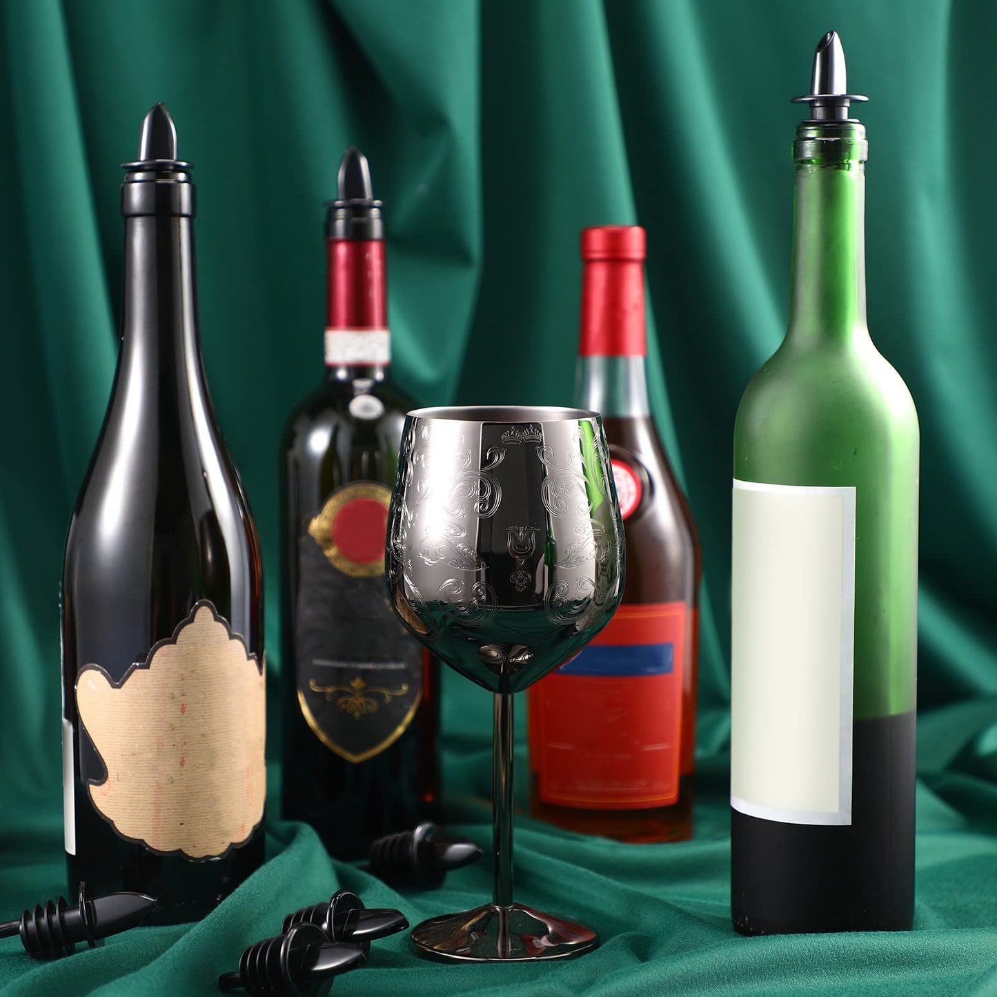 Potchen 100 Packs Pour Spout for Liquor Bottles Flow Pourers Pour Spouts for Bars Clubs Pubs Restaurants Coffee Shops and Home(Black)