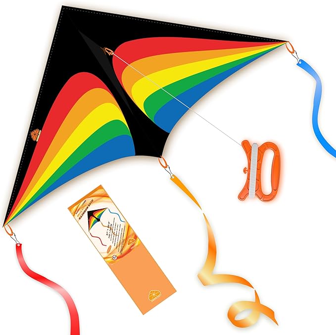 ORGCLDKT-Rainbow Cruiser Delta Kite, Kites for Kids Ages 8-12,4-8,Boys,Girls,Kites for Adults,Beach,Beginners,Giant.1Pc or 3Pcs Pack. Easy to Fly.