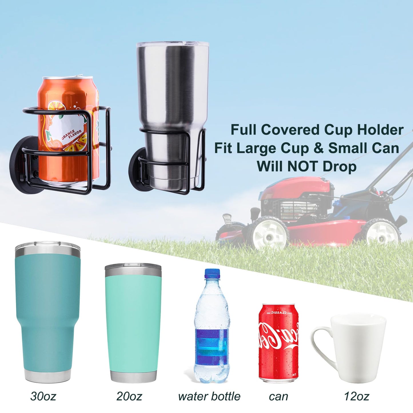 Magnetic Cup Holder with 2 Screws Mount, Full Covered Bus Tractor Cup Holder, Magnet Drink Holder for Bottle, Black Pack of 1