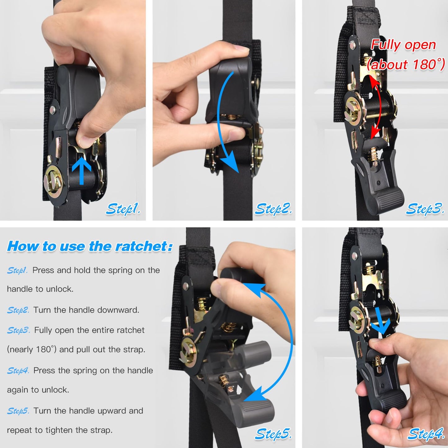 Brebebe Upgrade Door Anchor Strap for Resistance Bands Exercise, Multi Points Anchor Straps with 7 Loops+ 7 D Rings, Home Gym Workout Equipments with Ratchet Adjust Tighten Straps Not Loose, Sturdy