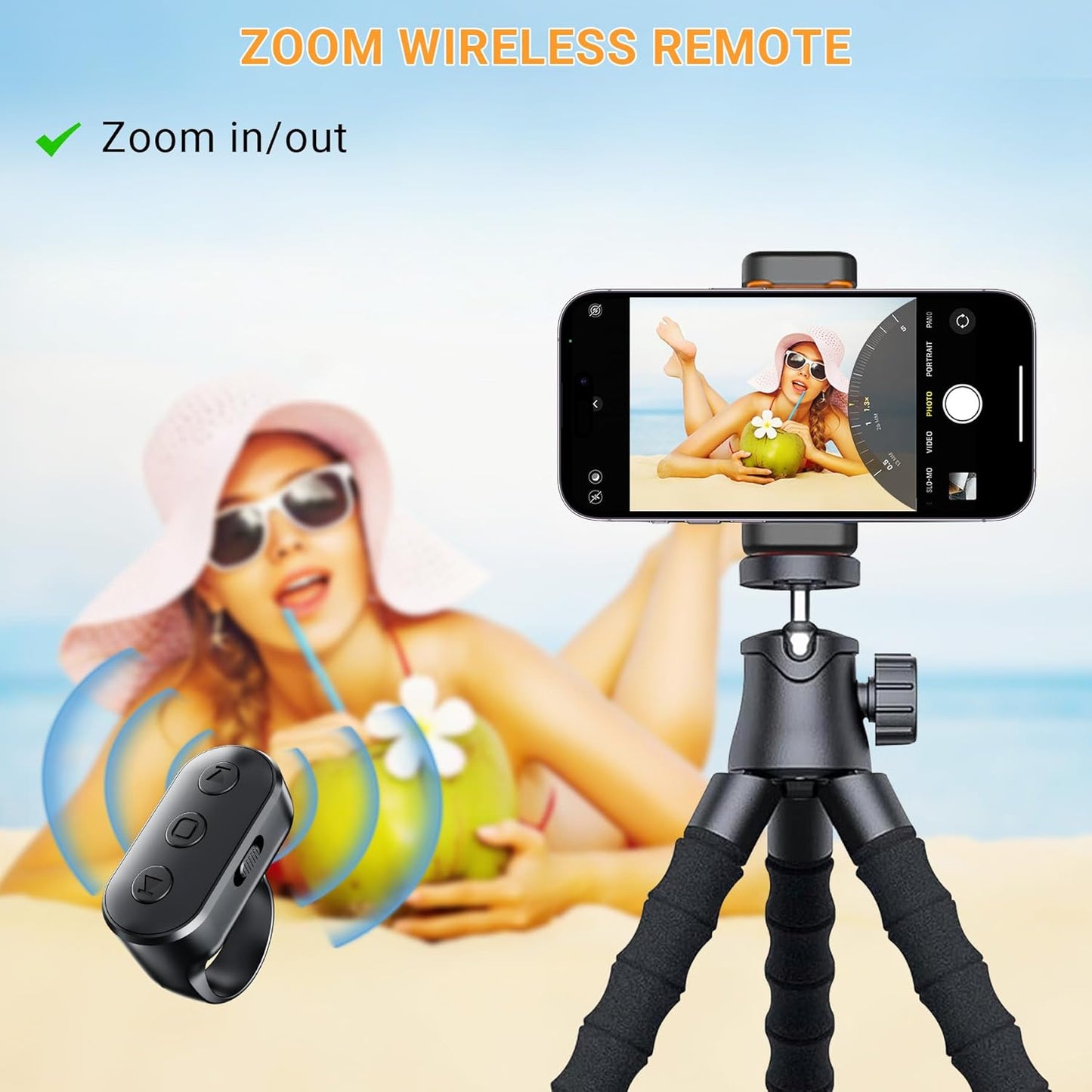 LenTok 360 Flexible Phone Tripod with Zoom Wireless Remote for iPhone Video Recording, Mini Octopus Camera Stand