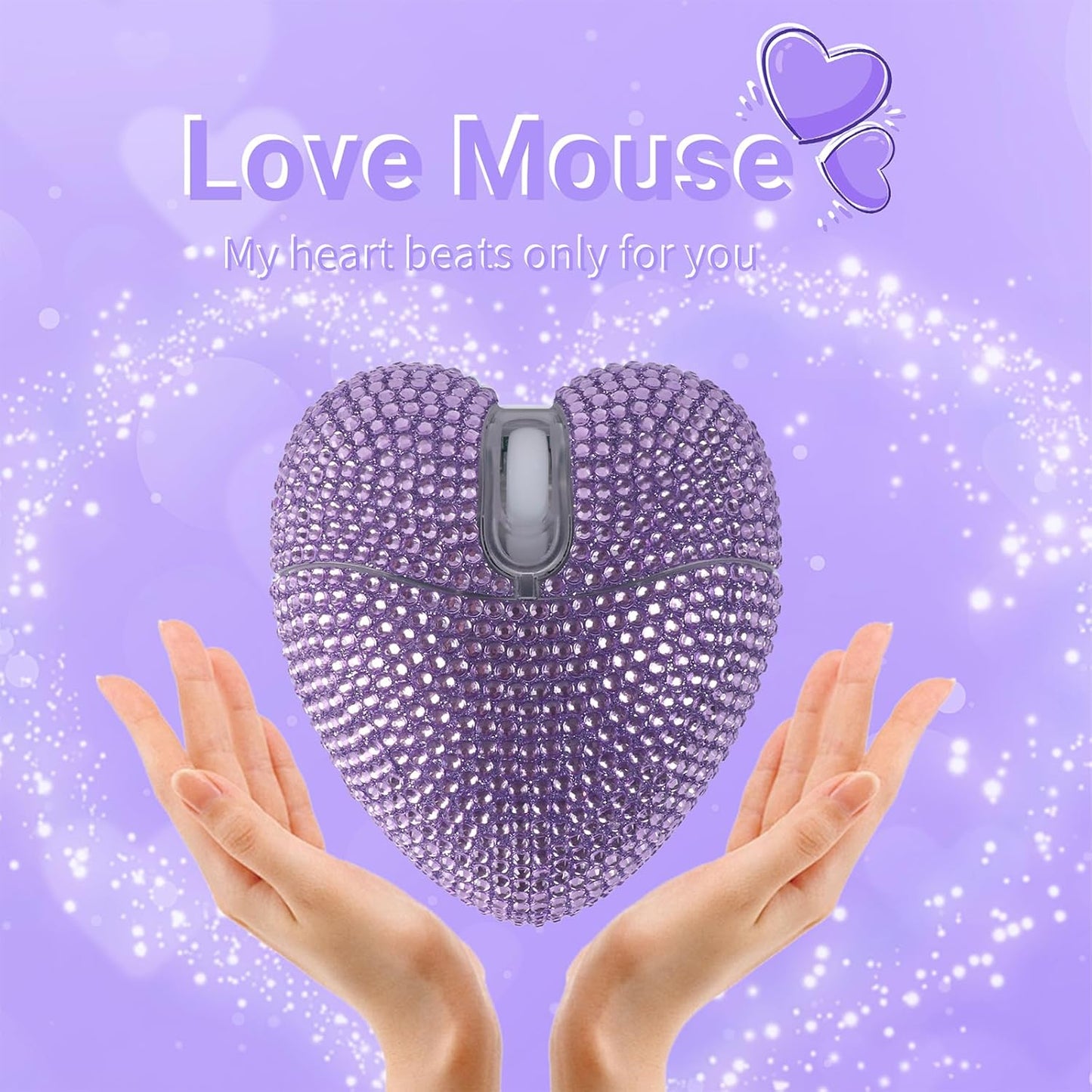 elec Space 10m Wireless Bluetooth Mouse, Silent and Stylish Heart-Shaped Mouse for Laptop, PC - Range (Purple)