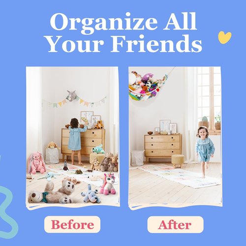 Lilly's Love Stuffed Animal Hammock - Corner Hanging Organizer & Toy Storage Net | Durable Fishing Net, Holds 12lbs | 67"x47"x47" (White, 2 Pack)