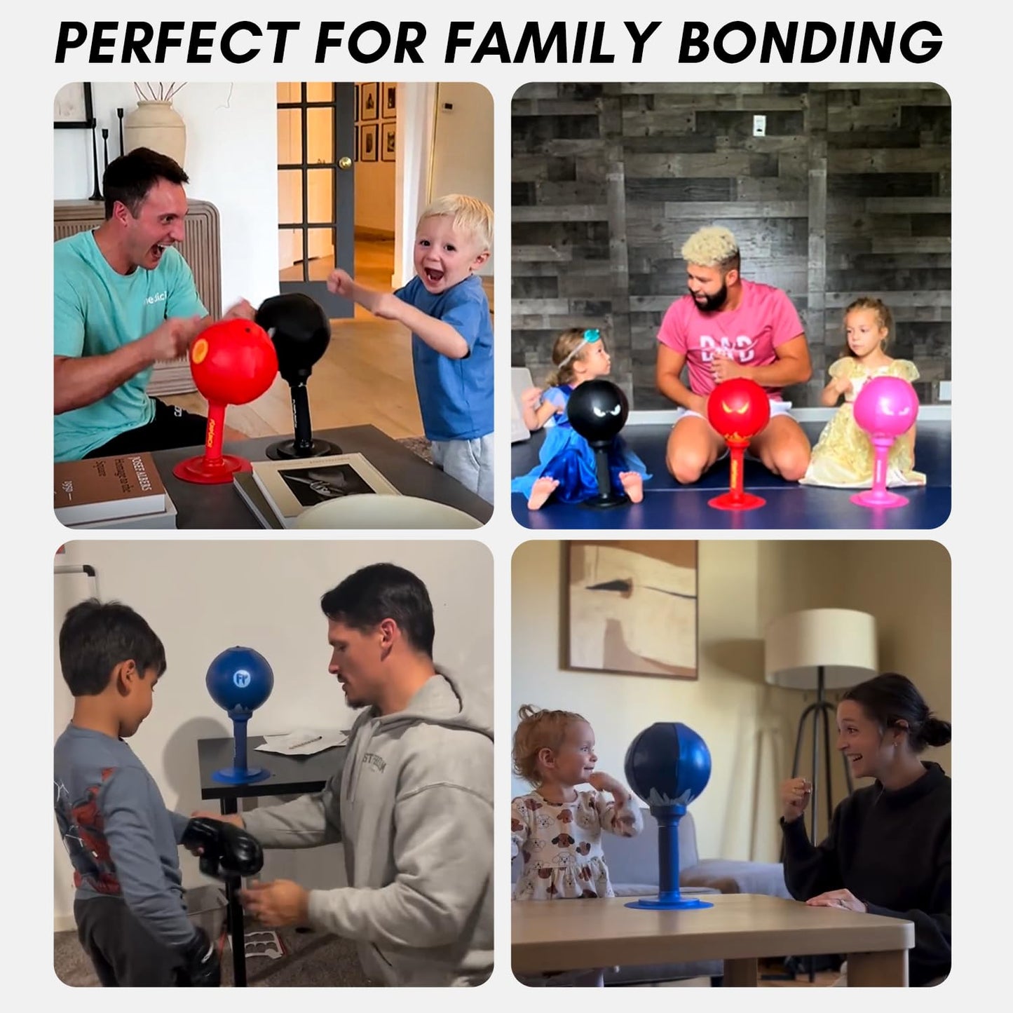 FunPunch Bundle with Desk Punching Bag for Adults and Boxing Bag for Kids